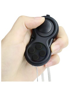 Fidget Pad Toy for Anxiety and Stress Relief 8 Fidget Features Cube with Silent Button ABS Plastic Fidget Controller Pad Cube for Kids and Adults (Black)
