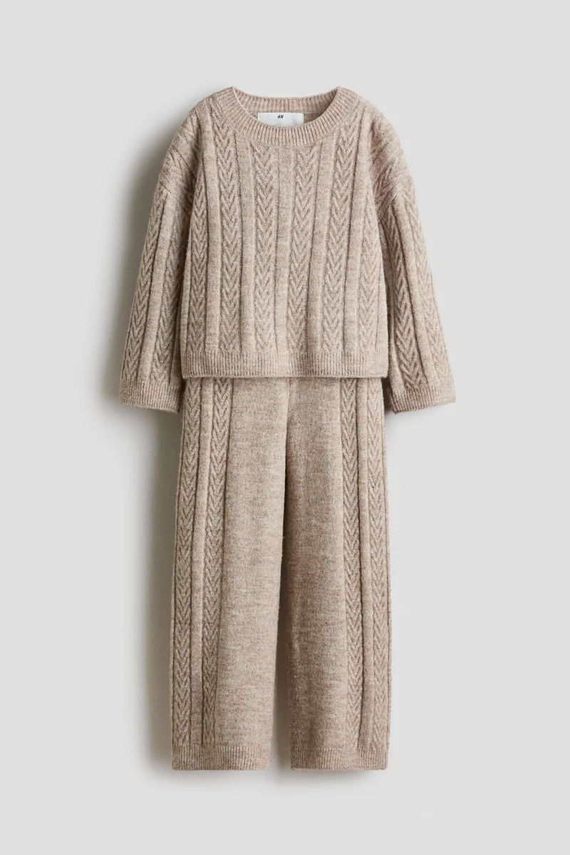 اتش اند ام طقم محبوك بنمط حبال - عبوة من قطعتين