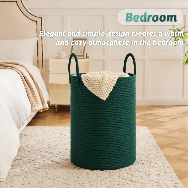 Artfeel Laundry Basket Woven Cotton Rope Laundry Hamper 60L For Decorative Storage Of Dirty Clothes Toys And Blankets In Bathroom Baby Room And Living Room - Image 3