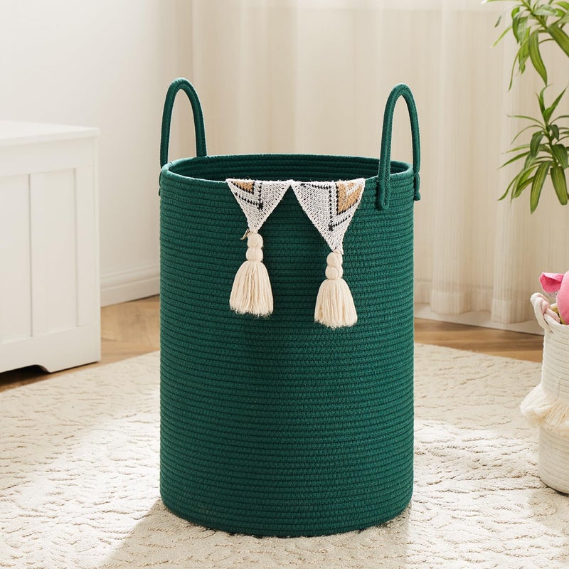 Artfeel Laundry Basket Woven Cotton Rope Laundry Hamper 60L For Decorative Storage Of Dirty Clothes Toys And Blankets In Bathroom Baby Room And Living Room - Image 1