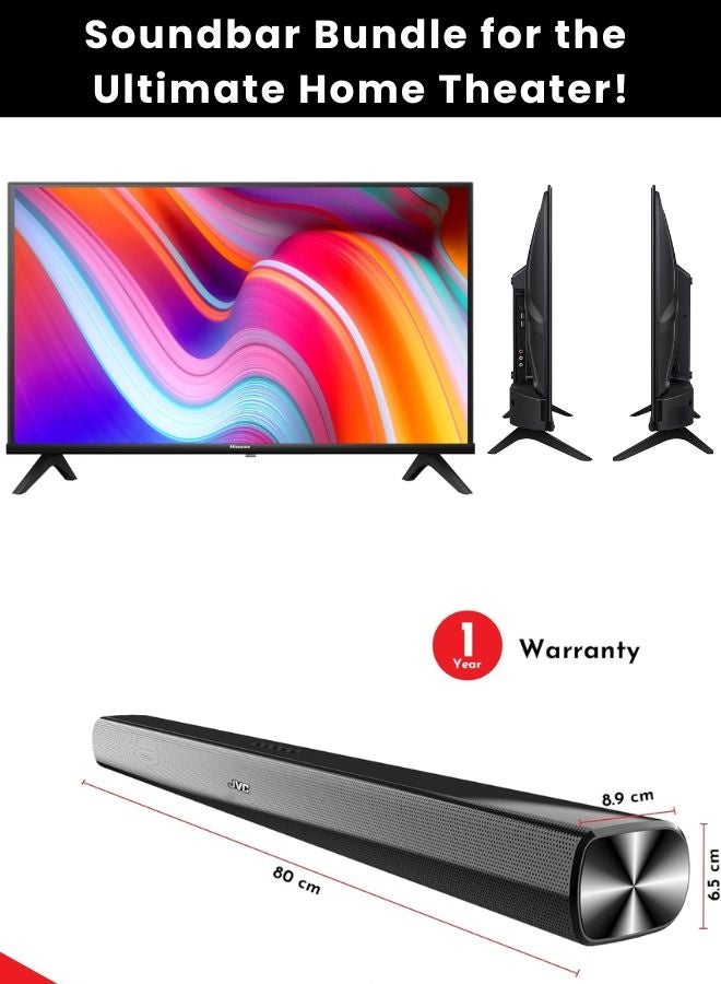 Hisense 40-inch Smart Full HD TV +  Soundbar Bundle | VIDAA OS, DTS Virtual-X, HDMI ARC, Bluetooth, USB, FM Radio – Home Entertainment Package 40A4K+SOUNDBAR Black - Image 2