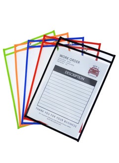 SYOSI Reusable Dry Erase Sleeves, Work Ticket Holder Dry Erase Pockets 5 Pack Ideal for Home Study, School & Office, Shop Ticket Holders for Teacher Supplies Clear Dry Erase Pocket 9" x 12"  - Image 1