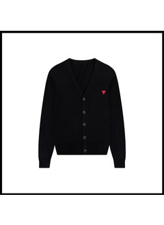 Trendy Brand Love Knit Cardigan Oversized V-Neck Sweater Black [a39 cotton yarn style]