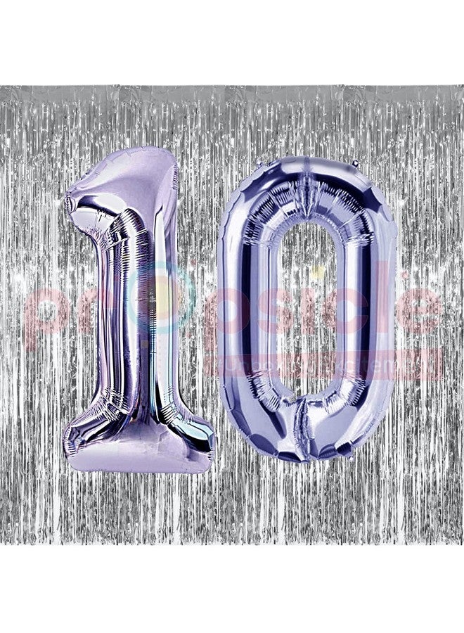 Propsicle 16 inch Birthday Foil 10 Number Helium Balloon Party Decoration Silver Pack of 2 | 10 No. Balloons Birthday/Anniversary | Ten Number - Image 2