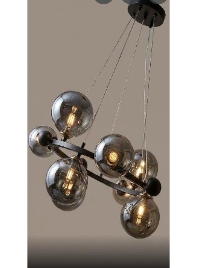 PRIME SOLE Contemporary Multi-Globe Halo Chandelier - Artistic Ring Pendant with Nine Spherical Glass Orbs - Adjustable Height Architectural Ceiling Lighting for Modern Dining and Living Room Interiors - Image 2