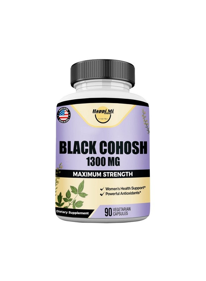Happi Mi Nutrition Black Cohosh Made with Organic Black Cohosh Root 1300MG per Serving, Balance Hormones, Natural Menopause & Menstrual Support, Women Health Support, 90 Vegan Capsules, 45 Servings - Image 1