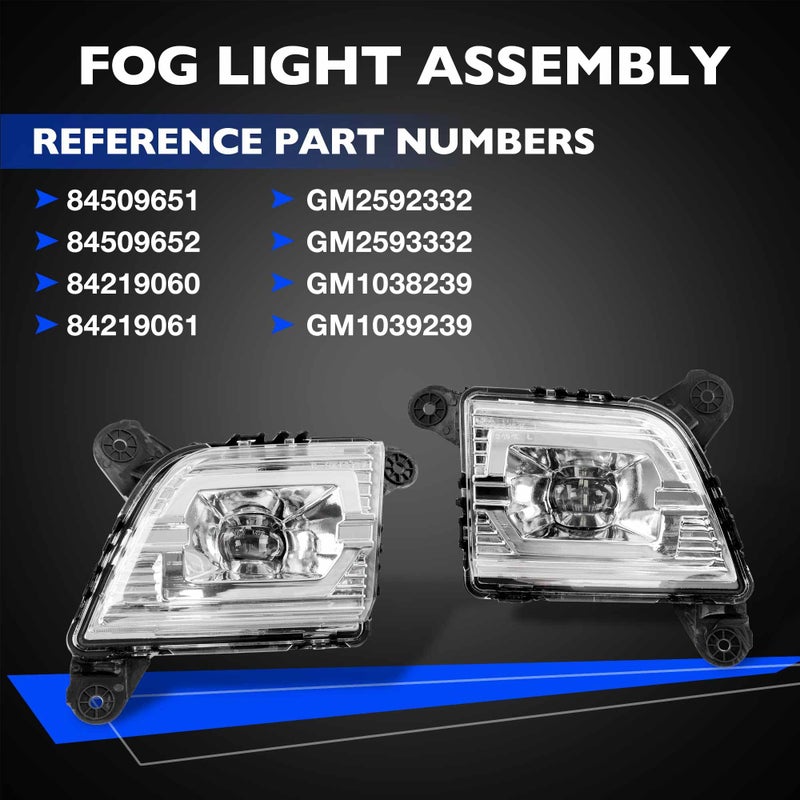 Misakomo Fog Lights, LED Fog Light Assembly Compatible with 2019-2023 Chevy Silverado 1500 2500HD 3500HD, Front Bumper Driving Fog Lamps with Switch & Wiring kit (Clear Lens) - Image 2
