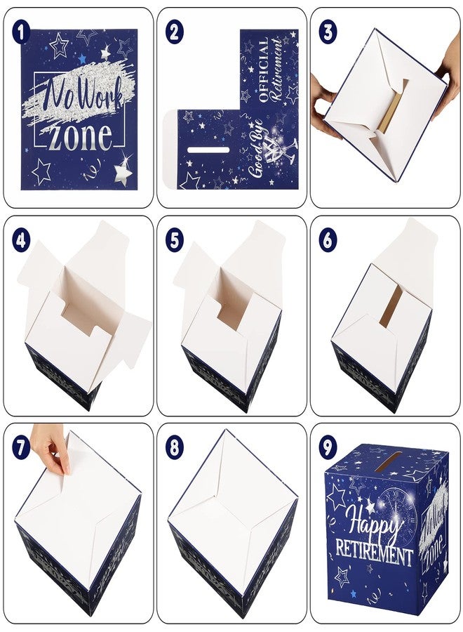 Funrous 51 Pcs Retirement Card Box Happy Retirement Party Decorations Well Wishes and Advice Card for Women Men Going Away Party Favors(Blue and Silver) - Image 4