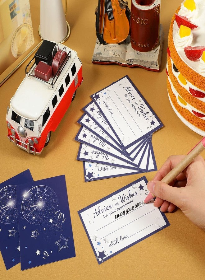 Funrous 51 Pcs Retirement Card Box Happy Retirement Party Decorations Well Wishes and Advice Card for Women Men Going Away Party Favors(Blue and Silver) - Image 5
