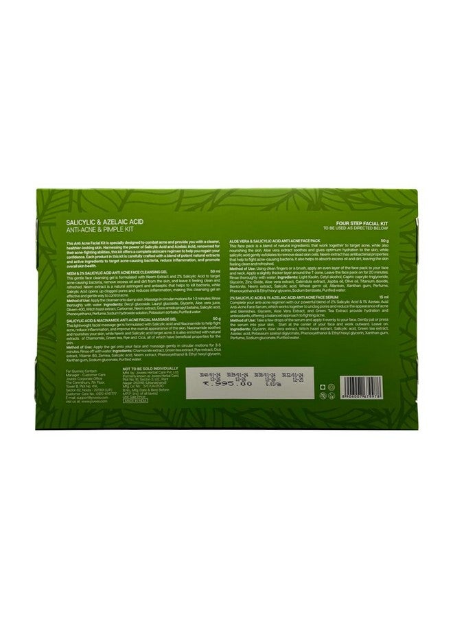 Jovees Jovees Herbal Salicylic & Azelaic Acid Anti-Acne & Pimple Facial Kit | For Oily & Acne Prone Skin | Easy 4 Step Facial Kit | For Multiple Use | For Men & Women 215g - Image 2