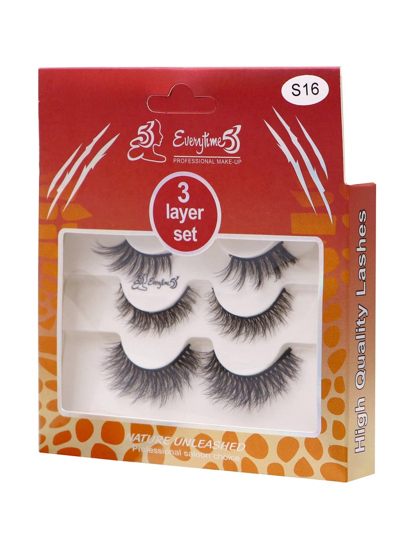 Everytime53 Everytime53 Women's 3 Layer Set Eye Lashes - S16  - Image 2