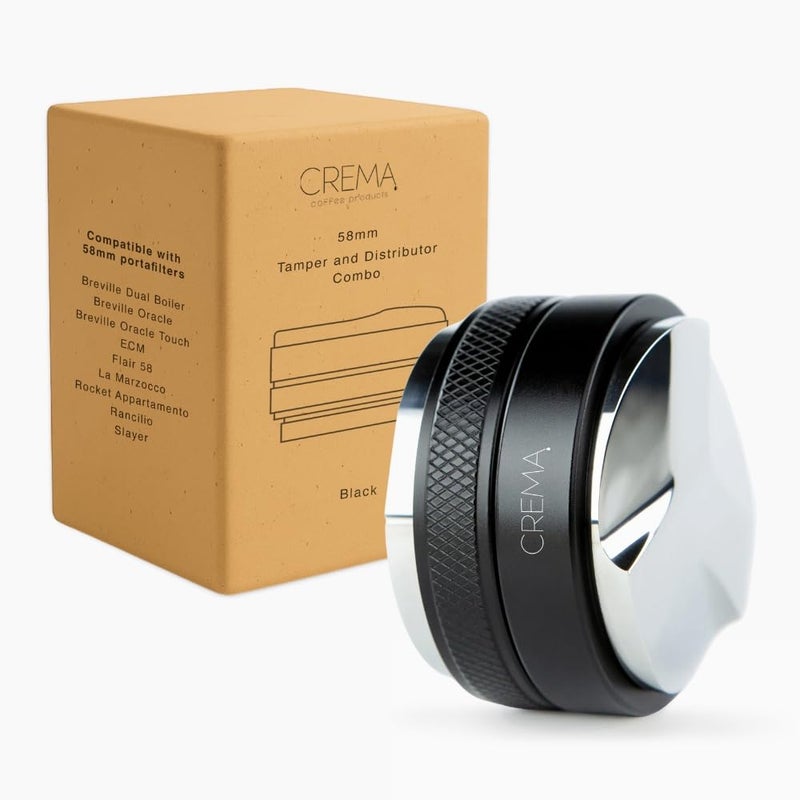 CREMA Coffee Products 59mm Hand Tamper & Distributor | Compatible with Breville Portafilters | Double-Sided, Adjustable Depth Tool | Made with Durable 304 Stainless Steel | Black - Image 1