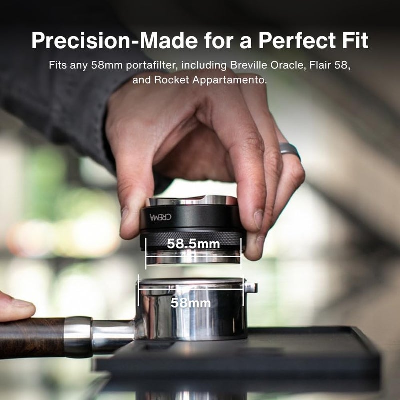 CREMA Coffee Products 59mm Hand Tamper & Distributor | Compatible with Breville Portafilters | Double-Sided, Adjustable Depth Tool | Made with Durable 304 Stainless Steel | Black - Image 2