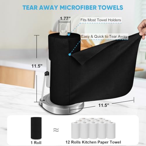 AIDEA Microfiber Cleaning Cloth Roll 75PK Black Microfiber Towels for Cars Reusable Paper Towels Tear Away Cloth Shop Rags Lint Free Cleaning Rags for House Kitchen Window 115115 - Image 3