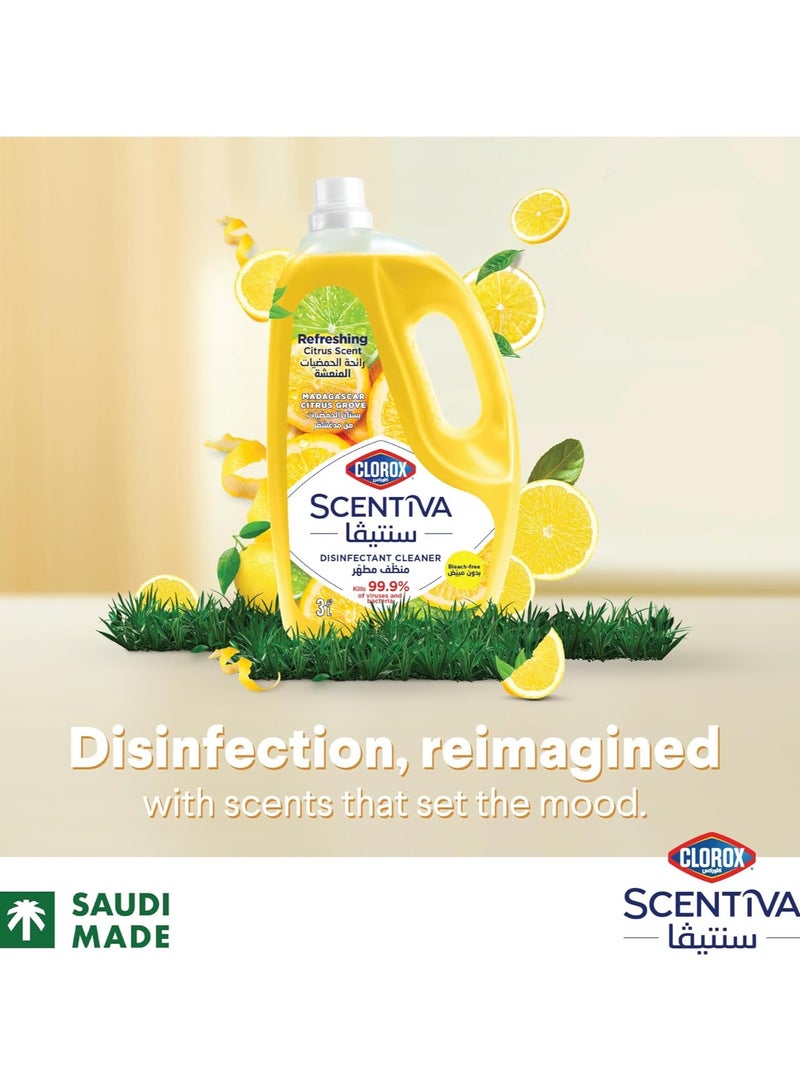 Clorox Scentiva Disinfectant Floor Cleaner Madagascar Citrus Grove Bleach Free 2 x 3L  - Image 3