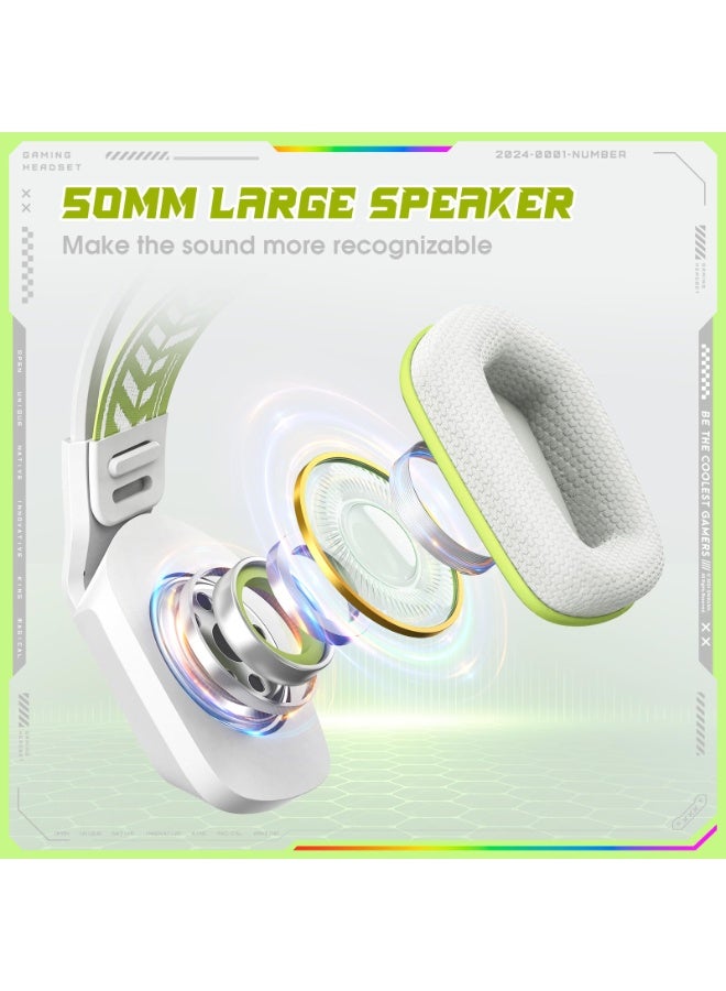 onikuma Wired Gaming Headset with RGB Lighting, 50mm Drivers, Noise-Cancelling Mic, USB & 3.5mm Jack, Over-Ear PC Headphones for PS5, PS4, Xbox, Laptop, Phone – Comfortable Fit, Surround Sound (Wired-White) - Image 5