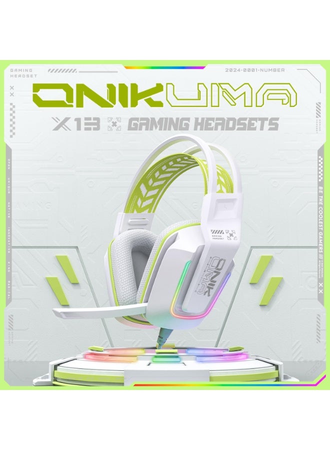 onikuma Wired Gaming Headset with RGB Lighting, 50mm Drivers, Noise-Cancelling Mic, USB & 3.5mm Jack, Over-Ear PC Headphones for PS5, PS4, Xbox, Laptop, Phone – Comfortable Fit, Surround Sound (Wired-White) - Image 2