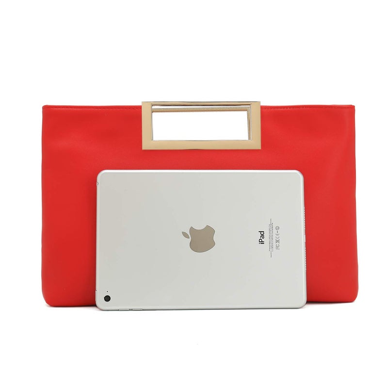 CHARMING TAILOR Fashion PU Leather Handbag Stylish Women Convertible Clutch Purse (Red) - Image 3