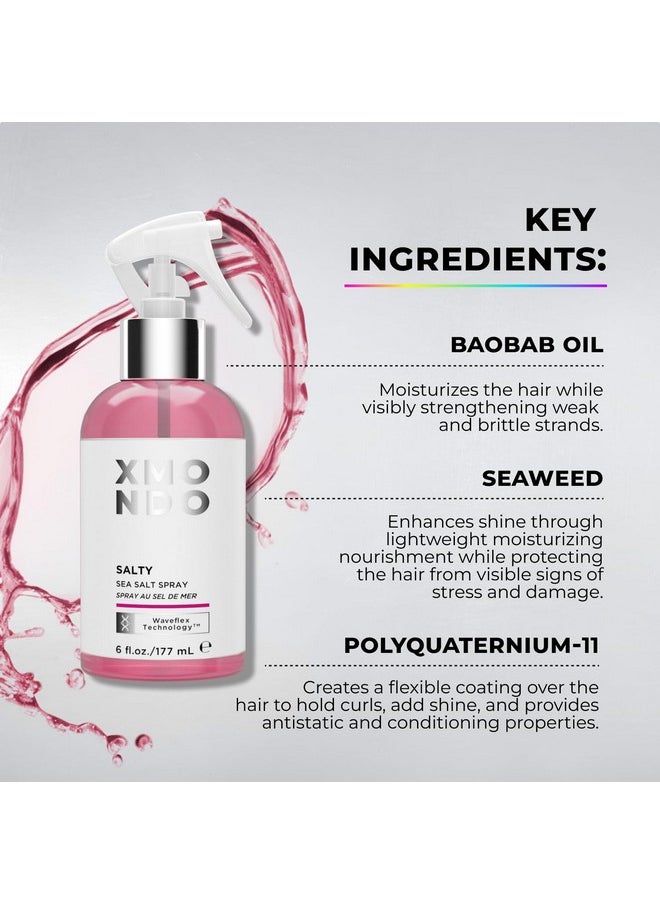 XMONDO XMONDO Hair Salty Sea Salt Spray - Vegan Formula with Natural Minerals, Seaweed Extracts, and Baobab Oil to Fight Static, Enhance Hydration, and Add Shine, 6 Fl Oz 1-Pack  - Image 3