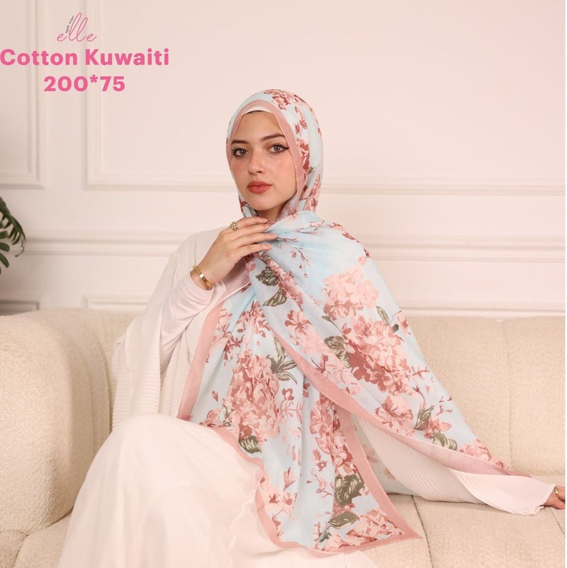 طرحة وشاح حجاب إسلامي قطن كويتي فاخر للنساء – للمناسبات والاستخدام اليومي – مقاس 200 × 75 سم
