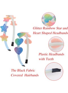 XIMA XIMA Glitter Heart Girls Headbands Rainbow Star Hariband for Children Girls Hair Accessories Pack of 8  - Image 2