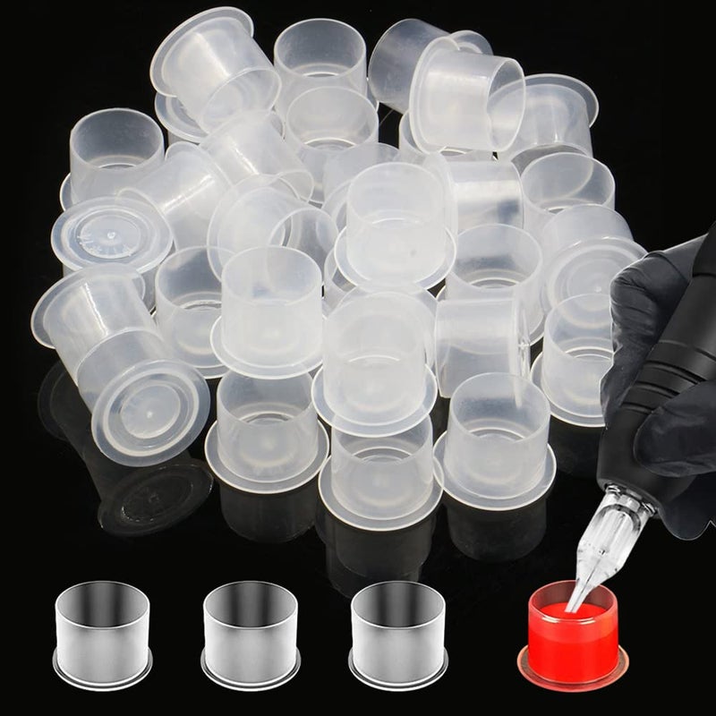 CINRA CINRA Tattoo Ink Cups 500Pcs Disposable Plastic Pigment Tattoo Ink Caps Cups 17  14 Large Wide Cup Base for Tattoo Ink Tattoo Supplies Large