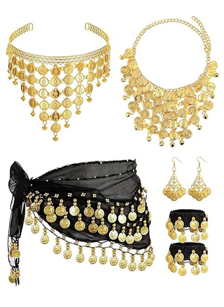 Al Aoyama Belly Dance Wrap set Belt Skirt With 128 Gold Coins  - Image 1