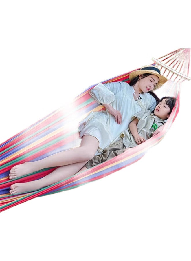 BeiJiLang Outdoor Hammock Swing, Single-Person Thickened Canvas Indoor Hammock, Red - Image 3