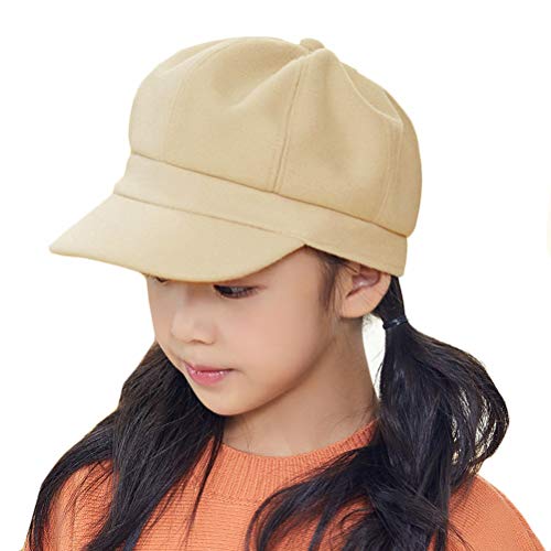 Newfancy Kids Boys Girls Winter 8 Panels Newsboy Caps Wool Flat Beret Cabbie Hat for Toddler Baby,2 to 7 Years - Image 2