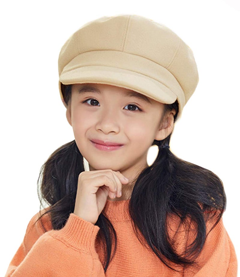 Newfancy Kids Boys Girls Winter 8 Panels Newsboy Caps Wool Flat Beret Cabbie Hat for Toddler Baby,2 to 7 Years - Image 5