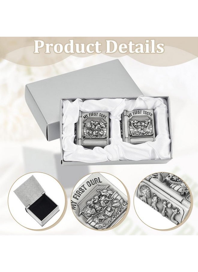 FINGERINSPIRE FINGERINSPIRE 2Pcs My First Curl and My First Tooth Keepsake Box Antique Silver Tooth Collection Organizer Holder My First Curl and Tooth Keepsake Box Set for Kids to Keep The Childhood Memory  - Image 3