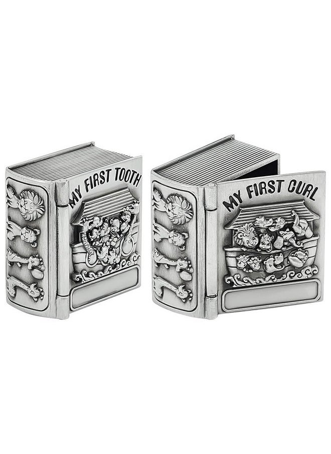 FINGERINSPIRE FINGERINSPIRE 2Pcs My First Curl and My First Tooth Keepsake Box Antique Silver Tooth Collection Organizer Holder My First Curl and Tooth Keepsake Box Set for Kids to Keep The Childhood Memory  - Image 1