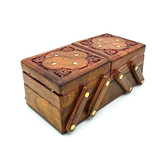 ZYNTIX Wooden Jewelry Organizer 3 in 1 Jewelry Box with Multiple Compartments for Rings Necklaces Earrings Elegant Design for Home Storage and Gifts for Women Durable and Stylish - Image 1