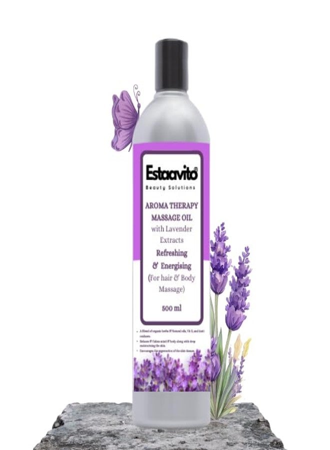 ESTAVITO ESTAAVITO LAVENDER Massage oil 500ml for Hair and body Massage - RELAXING & CALMING Massage Oil with Vitamin E and Lavender extracts - Image 1