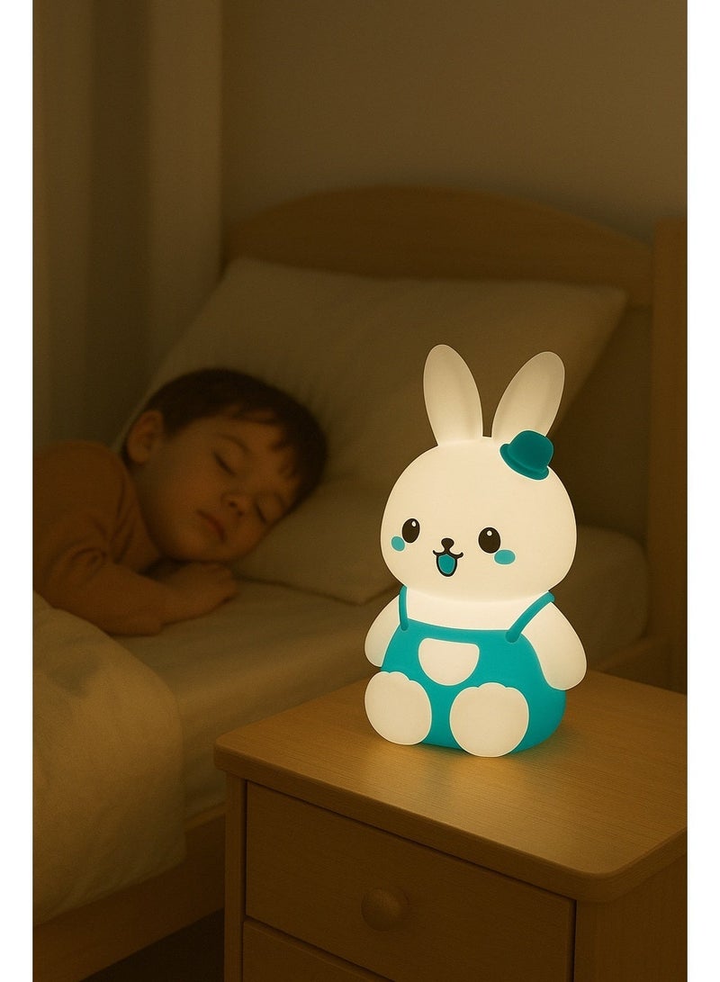 Cute Rabbit Night Light for Kids, Multi-Color LED Light, Soft Silicone, Rechargeable, Bedroom Decor - Image 2