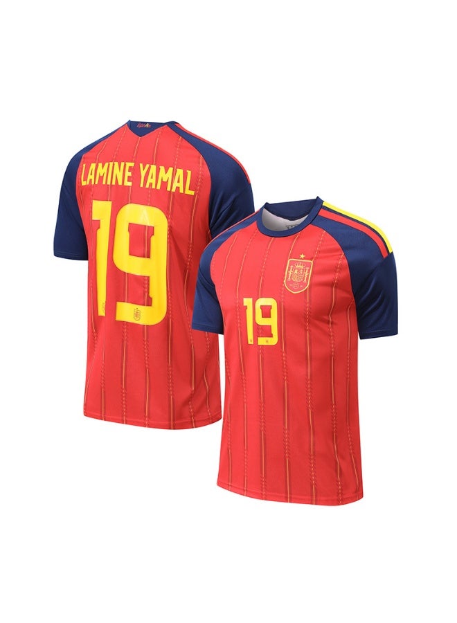 Spain Lamine Yamal No.19 Home Football Jersey, Short Sleeve Soccer Shirt For Adults And Youth - Image 1