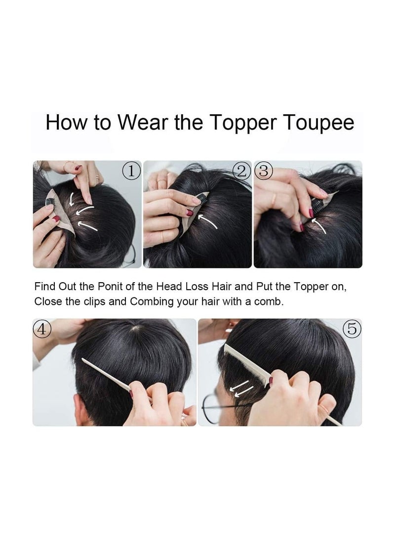 Estelle Knotless Toupee for Men, Short Hair Mechanism Wig, Full Real Hair Replacement Piece, Inch Wig Piece, Suitable for People with Hairline Falling Off, Natural (16 * 18 long curved design)  - Image 4