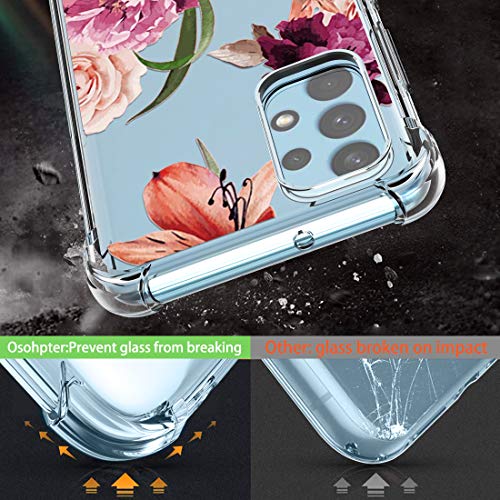 Osophter for Galaxy A32 4G Case with 2pcs Screen Protector Clear Transparent Reinforced Corners TPU Shock-Absorption Flexible Phone Cover for Samsung Galaxy A32 4G 6.4"(Purple Flower) - Image 3
