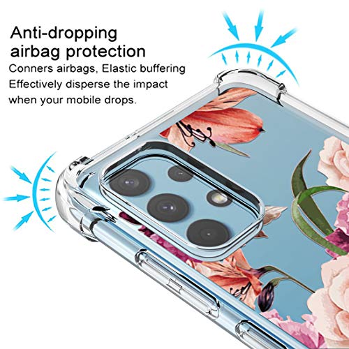 Osophter for Galaxy A32 4G Case with 2pcs Screen Protector Clear Transparent Reinforced Corners TPU Shock-Absorption Flexible Phone Cover for Samsung Galaxy A32 4G 6.4"(Purple Flower) - Image 5
