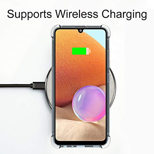 Osophter for Galaxy A32 4G Case with 2pcs Screen Protector Clear Transparent Reinforced Corners TPU Shock-Absorption Flexible Phone Cover for Samsung Galaxy A32 4G 6.4"(Purple Flower) - Image 4