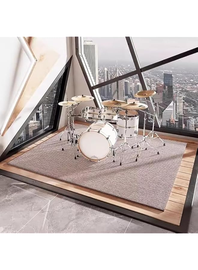 The Bros 6mm Thick Soundproof Drum Mat Acoustic Pads,Rug Runner for Upright Piano and Drum,Non-Slip Floor Mat Carpet for Living Room Cinema Gym Dance House (Color : Brown, Size : 90x90cm)