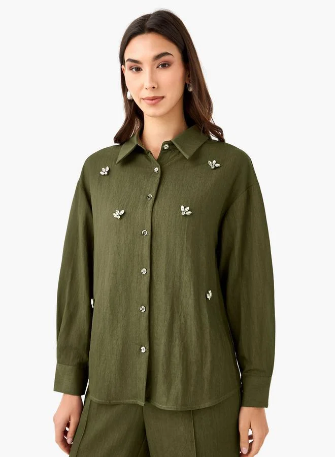 Splash FAV Embellished Shirt with Long Sleeves