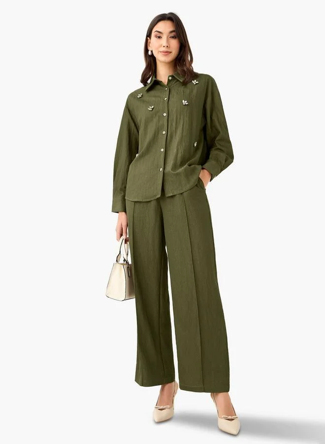 Splash FAV Embellished Shirt with Long Sleeves