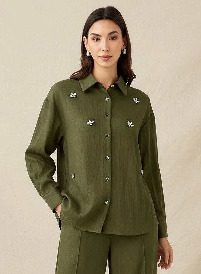 Splash FAV Embellished Shirt with Long Sleeves