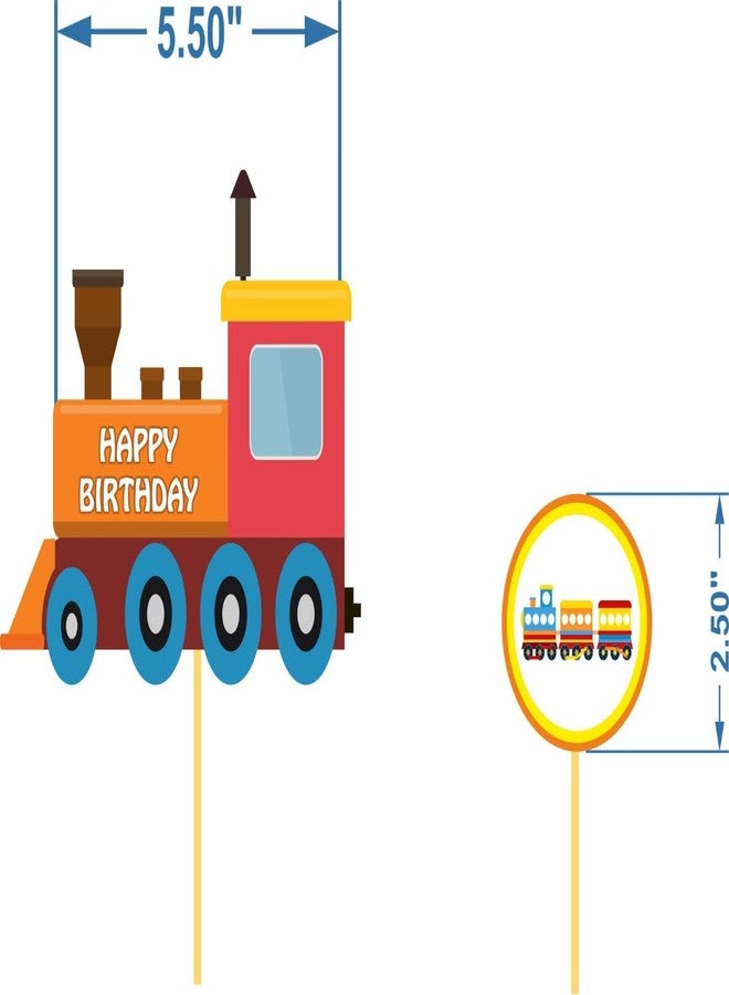 Untumble Train Theme Birthday Decoration Cake & Cup Cake Toppers Kit | Train Theme Decoration Items with Unique Cup Cake Toppers | Perfect Train Theme Birthday Party Decorations | Pack of 25 - Image 3