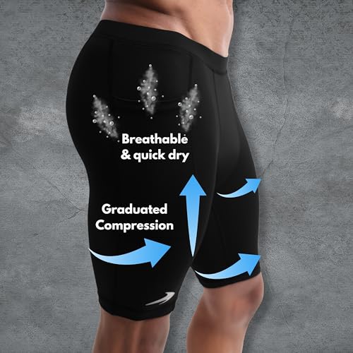 CompressionZ Men’s Compression Shorts Workout & Training | Performance Spandex Baselayer Athletic Gym, Running, Rowing Underwear Black W/Pockets 8" 3X-Large - Image 3