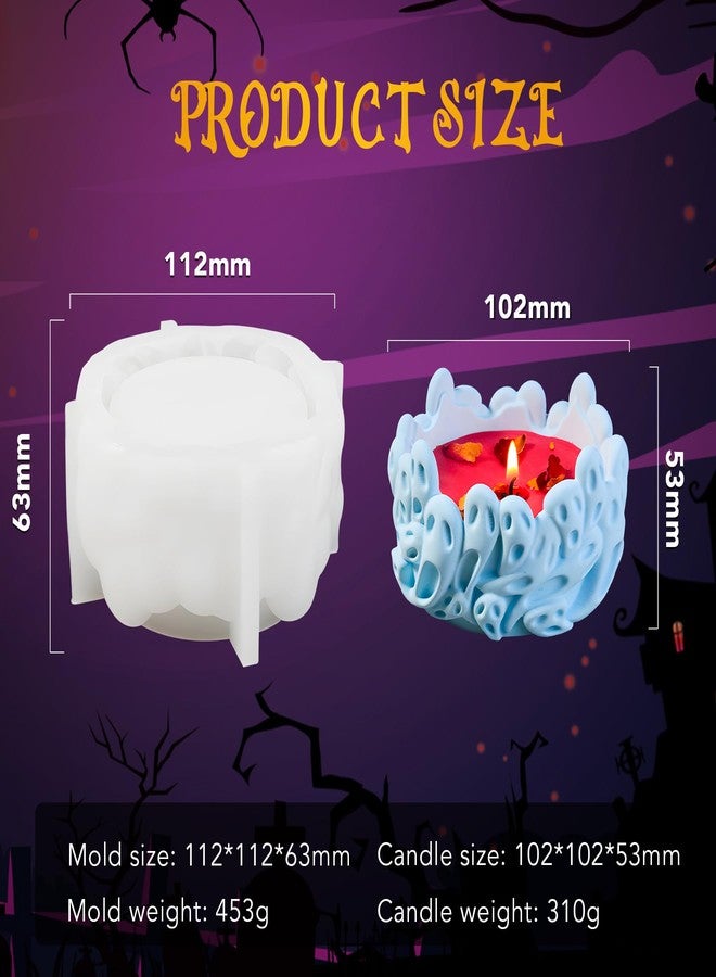 ZAKVOOR Ghost Candle Holder Mold Tealight Candlestick Holder Skull Resin Slicone Mold Crafts for Party Halloween Home Bar Decoration - Image 2