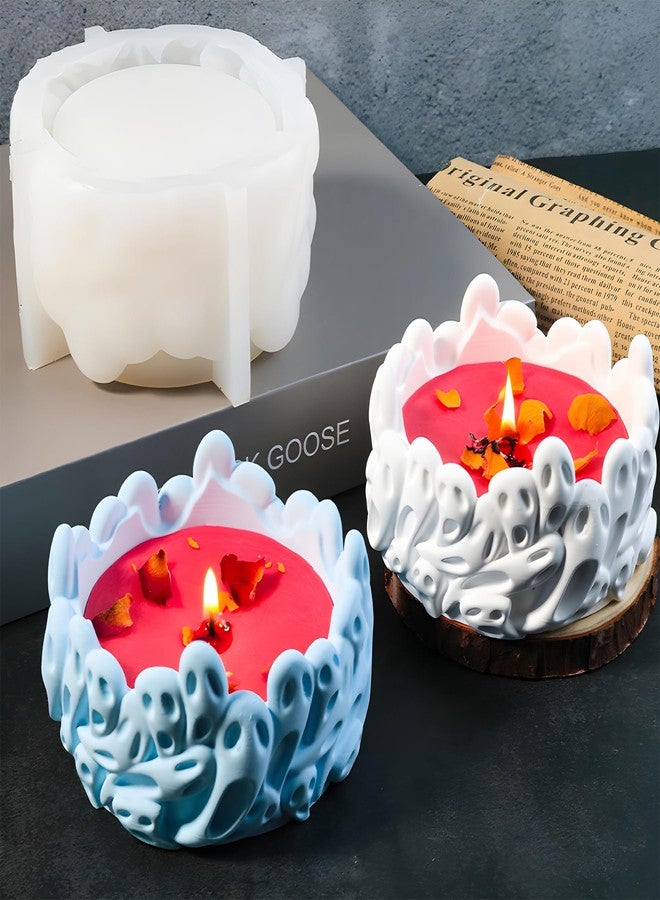 ZAKVOOR Ghost Candle Holder Mold Tealight Candlestick Holder Skull Resin Slicone Mold Crafts for Party Halloween Home Bar Decoration - Image 3