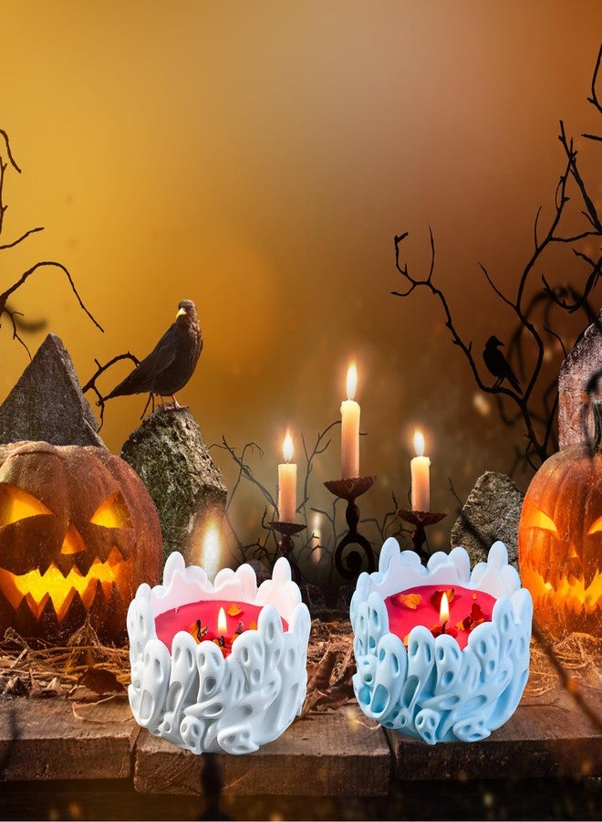 ZAKVOOR Ghost Candle Holder Mold Tealight Candlestick Holder Skull Resin Slicone Mold Crafts for Party Halloween Home Bar Decoration - Image 5