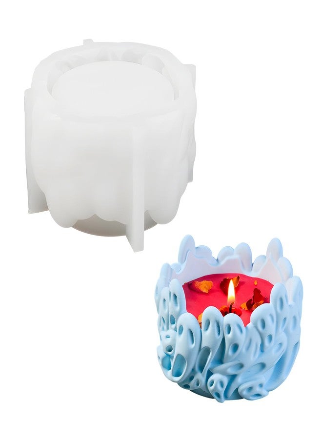 ZAKVOOR Ghost Candle Holder Mold Tealight Candlestick Holder Skull Resin Slicone Mold Crafts for Party Halloween Home Bar Decoration - Image 1